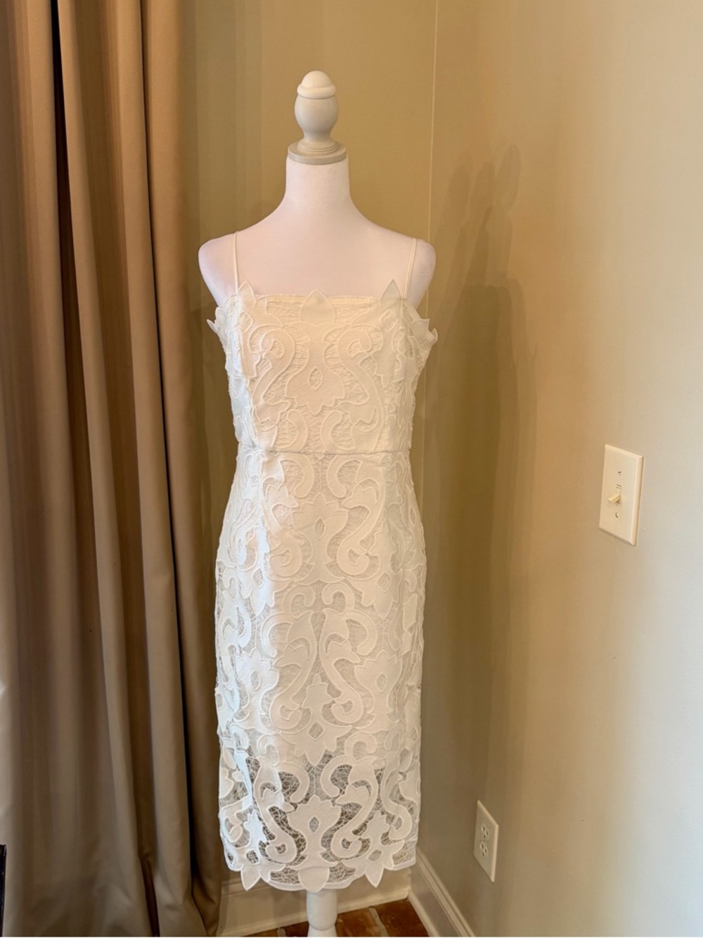 Bardot White Lace Slip Midi Dress Size 8